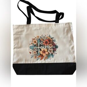 Floral Faith Canvas Tote Bag